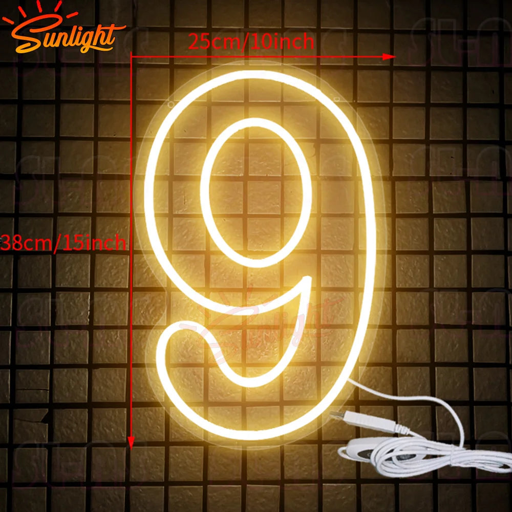 Numbers 0 to 9 Neon Sign