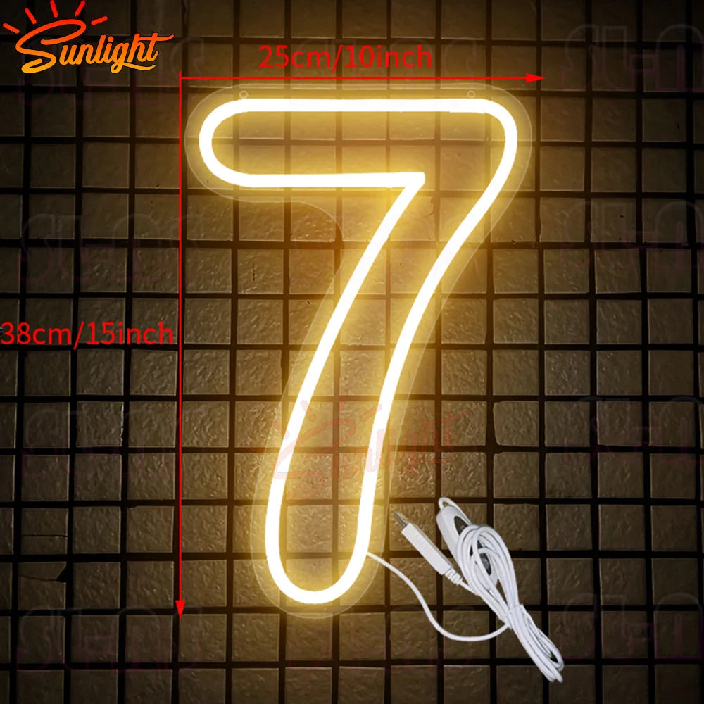 Numbers 0 to 9 Neon Sign