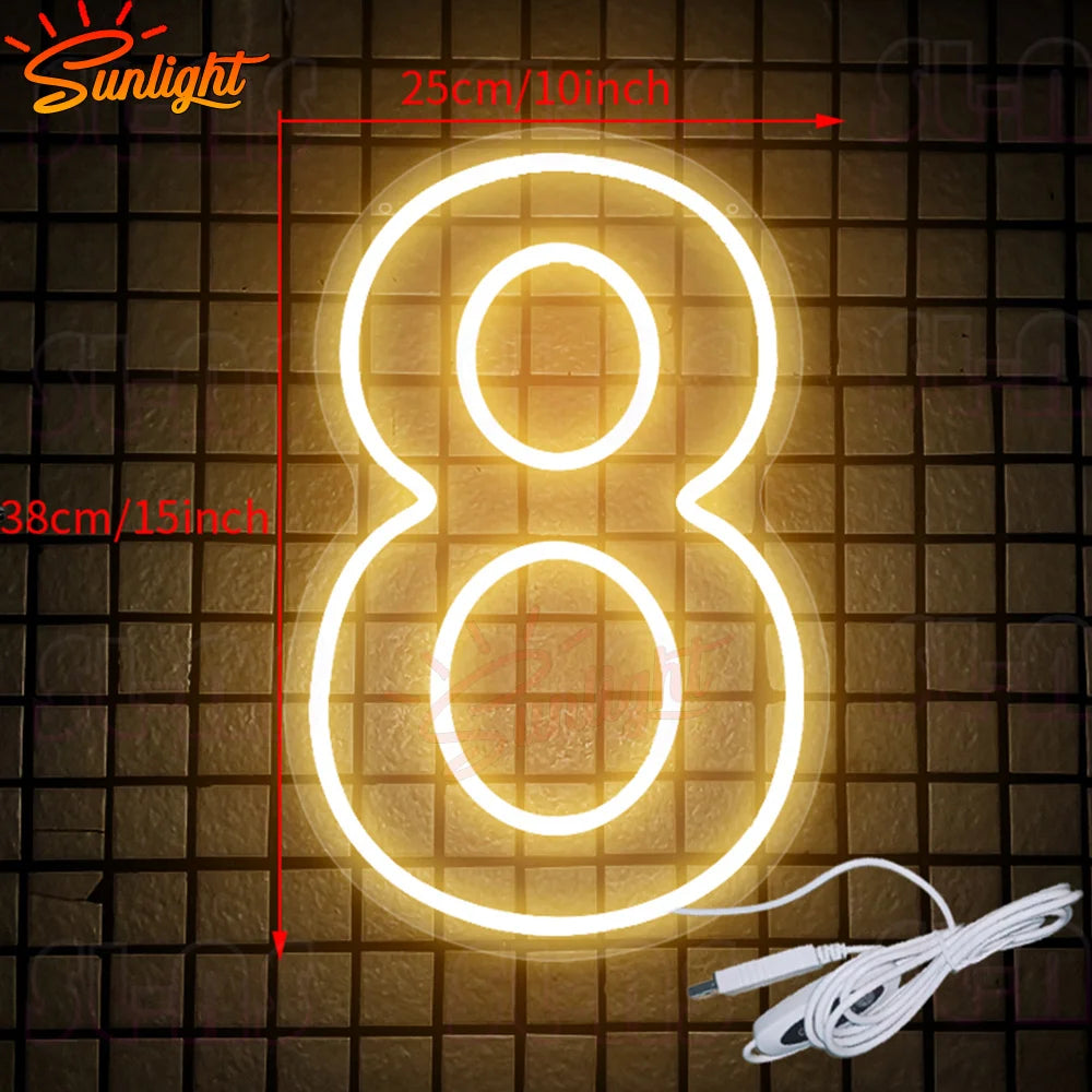 Numbers 0 to 9 Neon Sign