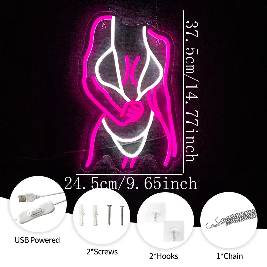 Neon Sign Of Ladies' Body