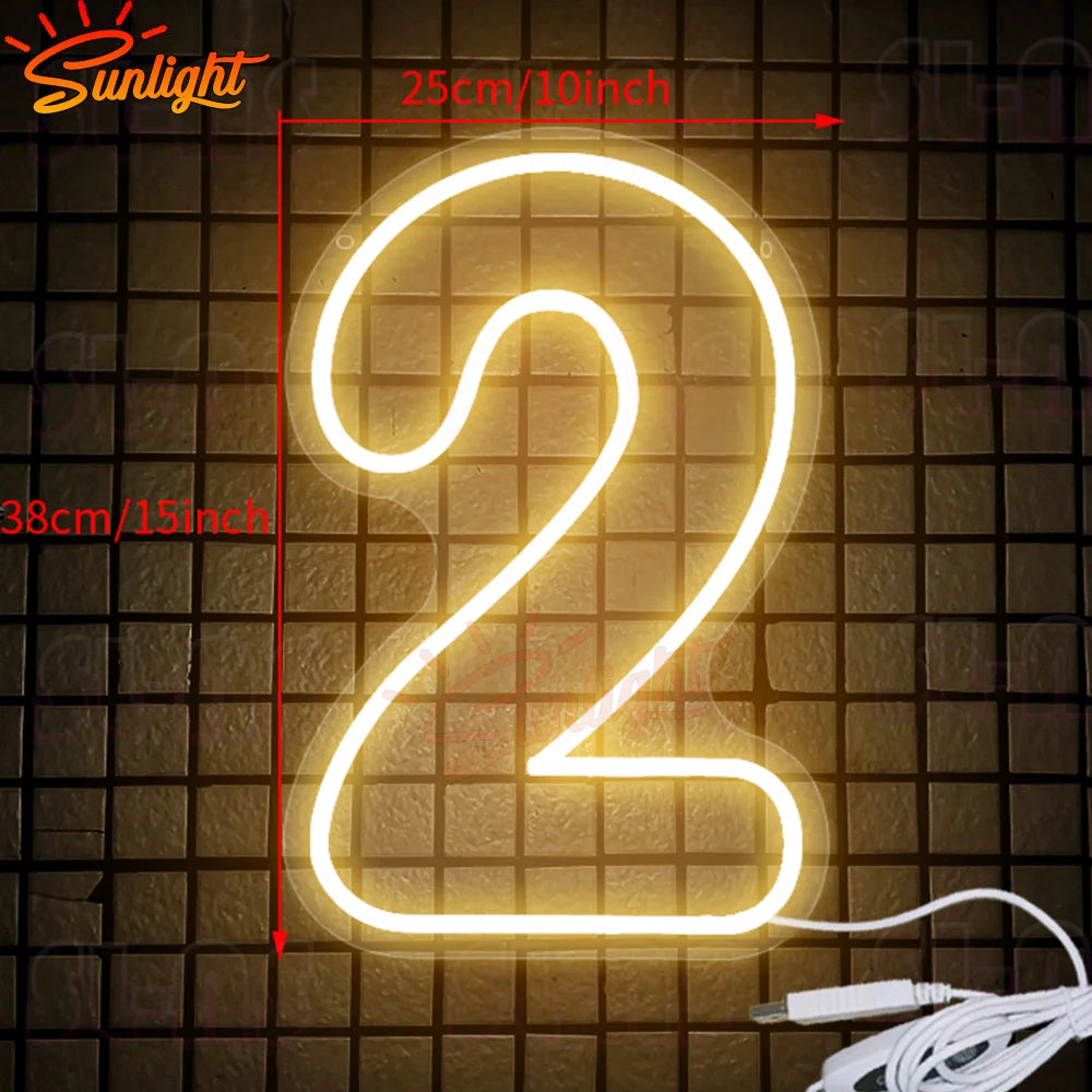 Numbers 0 to 9 Neon Sign