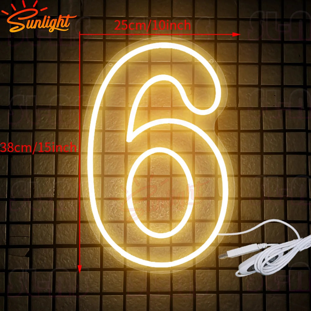 Numbers 0 to 9 Neon Sign