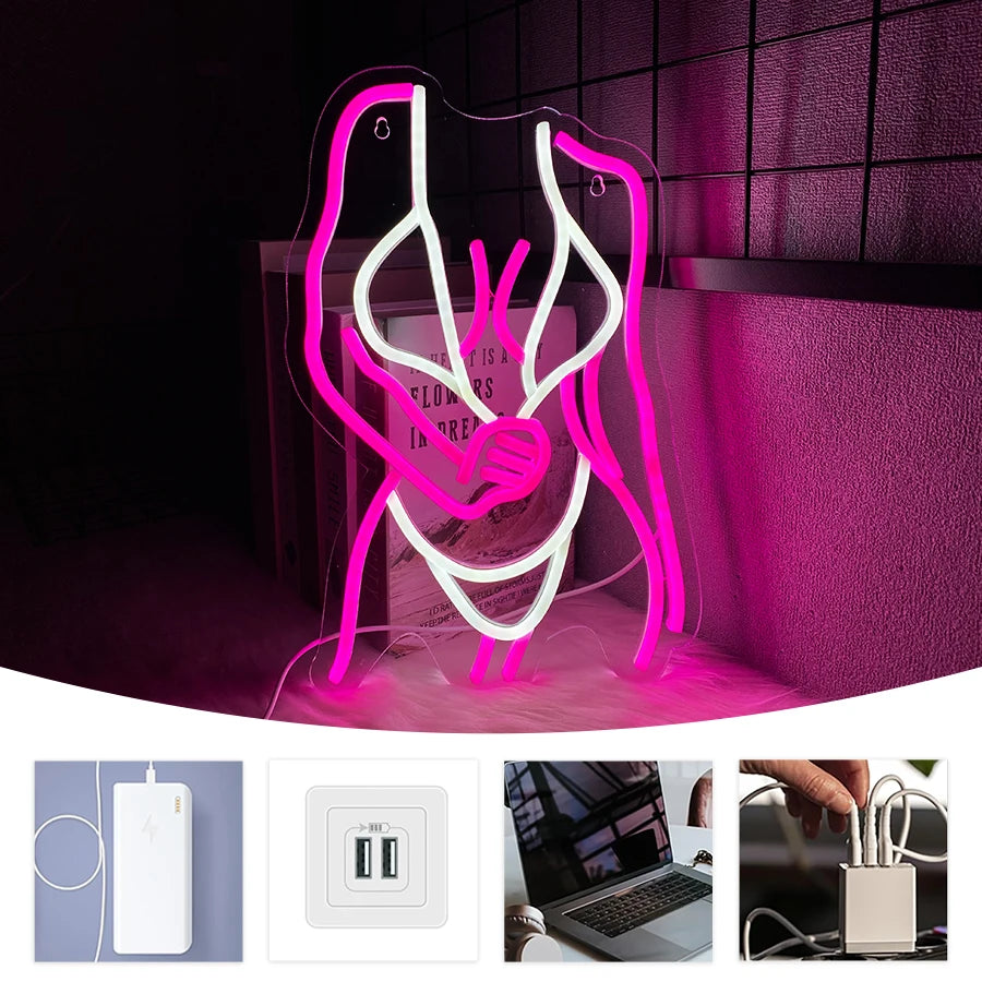 Neon Sign Of Ladies' Body