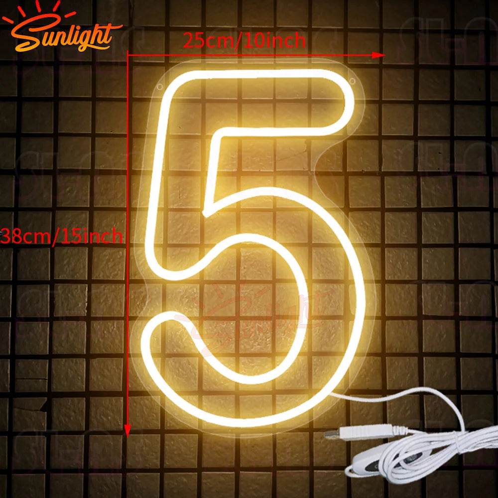 Numbers 0 to 9 Neon Sign